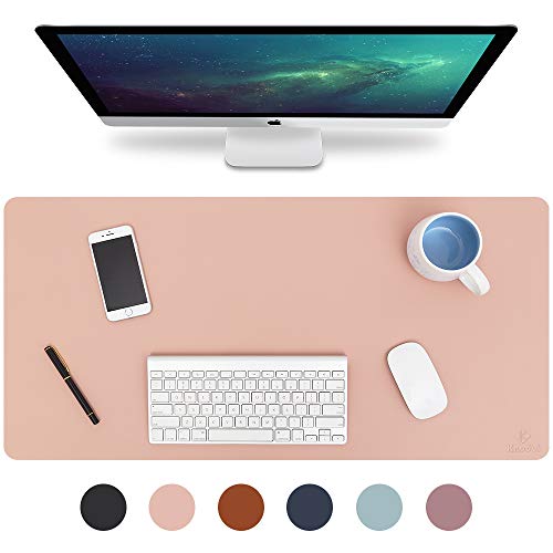 Knodel Desk Pad, Office Desk Mat, 35.4" X 17" Pu Leather Desk Blotter, Laptop Desk Mat, Waterproof Desk Writing Pad For Office And Home, Dual Sided (pink)