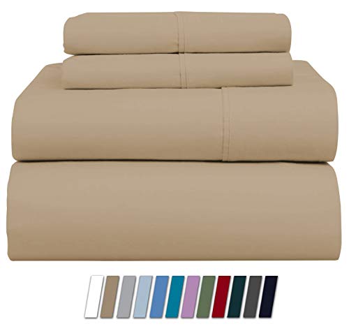 1000 Thread Count 100% Pure Cotton Bed Sheets On Amazon 4 Pc King Size Sand Sheet Set, Single Ply Long Staple Combed Cotton Yarns, Best Luxury Sateen Weave, Fits Mattress Upto 17'' Deep Pocket