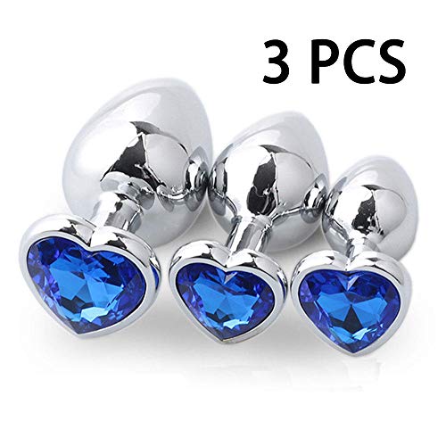 3pcs/set Stainless Steel Diamond Bûtt Pl'ugs Luxury Gem Jeweled Metal Crystal Design Stimulātor Beginners For Men And Women Best Idea For Gift Blue
