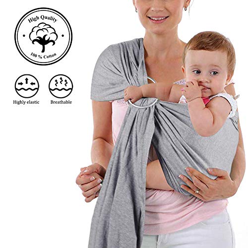 4 In 1 Baby Wrap Carrier And Ring Sling Charcoal Gray Cotton Use As A Postpartum Belt And Nursing Cover With Free Carrying Pouch Best Baby Shower Gift For Boys Or Girls
