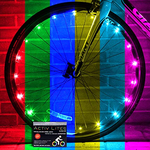 Activ Life Bicycle Spoke Lights (2 Tires, Color Changing) Top Fun Accessory For Cool Beach Cruisers, Mountain, Bmx Trick, Road, Recumbent, Commuting, Tandem, Kids & Folding Bike Best Wheel Lights