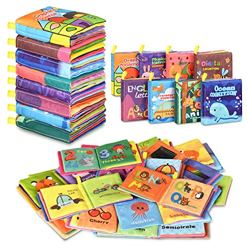 Baby Bath Books,nontoxic Fabric Soft Baby Cloth Books,early Education Toys,waterproof Baby Books For Toddler, Infants Perfect Shower Toys,kids Bath Toys Best Gift(pack Of 8)