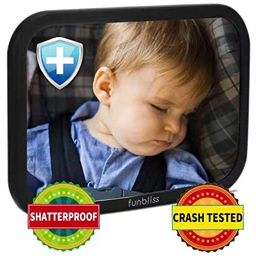 Baby Car Mirror For Back Seat Black Safely Monitor Infant Child In Rear Facing Car Seat,see Children Or Pets In Backseat,best Newborn Car Seat Accessories, Fully Assembled, Shatterproof