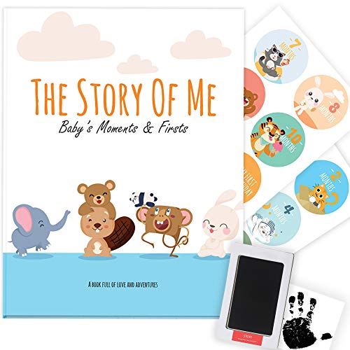 Baby Memory Book Photo Album, Journal & Scrapbook For Newborn (ink Pad & Monthly Stickers) Best New Mom Gift Record First 5 Years Memories & Milestones 70 Pages Baby Shower Gift For Girl & Boy