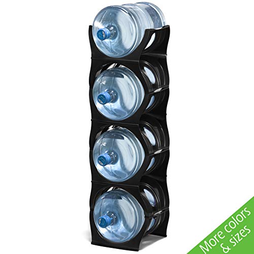 Baridoo Premium Stackable Water Bottle Storage Rack. Best Water Jugs 5 Gallon Organizer. Jug Holder For Kitchen, Cabinet And Office Organizing. Reinforced Polypropylene 4 Bottles Shelf