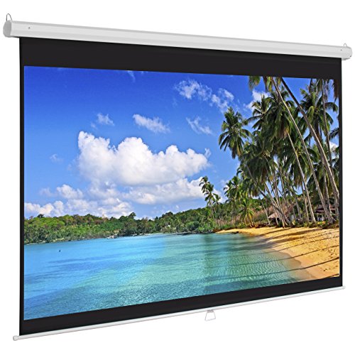 Best Choice Products 119in Hd Indoor Pull Down Manual Widescreen 1:1 Gain Projector Screen For Home Theater, Office, Entertainment, White