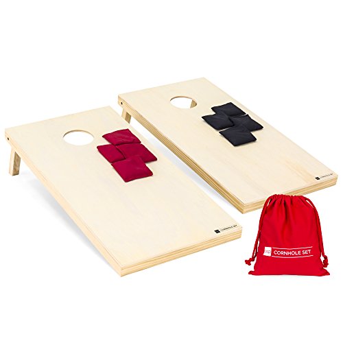 Best Choice Products 4x2ft Portable Full Size Solid Wood Cornhole Game Set W/ 8 Bean Bags, Carrying Bag