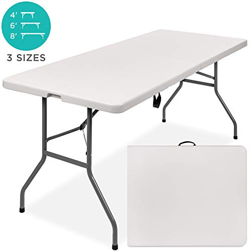 Best Choice Products 6ft Indoor Outdoor Portable Folding Plastic Dining Table W/handle, Lock For Picnic, Party, Camping White