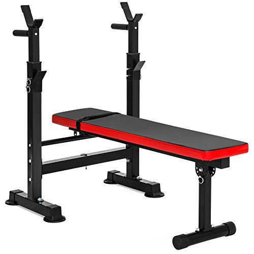 Best Choice Products Adjustable Folding Fitness Barbell Rack And Weight Bench For Home Gym, Strength Training