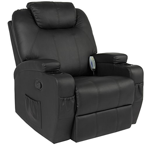Best Choice Products Executive Swivel Massage Recliner Chair W/remote Control, 5 Modes, 2 Cup Holders Black
