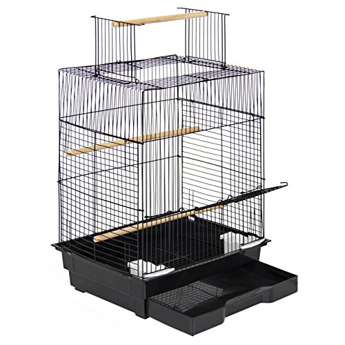 Best Choice Products Pet Supplies 24in Bird Cage W/open Play Top For Parakeets And Small Birds Black