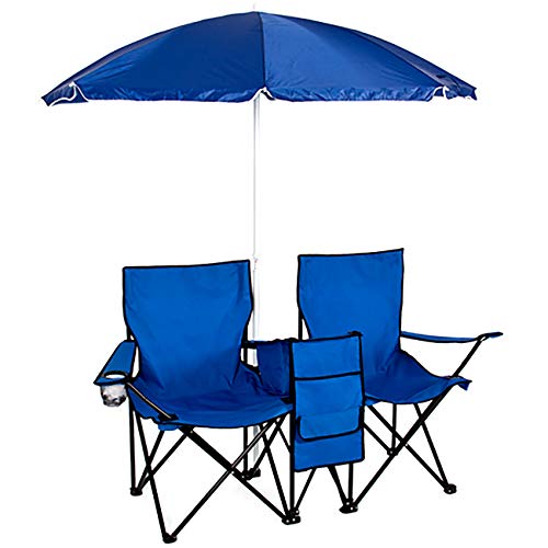 Best Choice Products Portable Folding Double Chair For Beach, Camping, Picnic W/removable Umbrella, Table Cooler