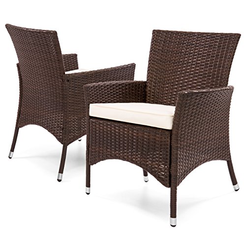 Best Choice Products Set Of 2 Modern Contemporary Wicker Patio Dining Chairs W/water Resistant Cushions