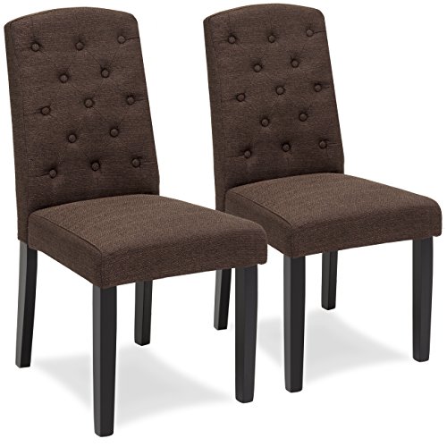 Best Choice Products Set Of 2 Tufted Fabric Parsons Dining Chairs Home Furniture For Dining And Living Room Espresso