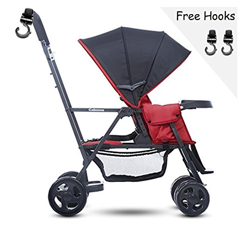 Best Double Tandem Baby Strollers, Seat Adapter, Umbrella, Travel System Ready For Infants, Toddlers And Kids, Jpma Certified, Red Color, With Free Awesome Hooks!
