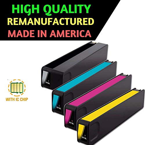 Best Ink Remanufactured Replacement For Hp 970xl/971xl Ink Cartridges Combo Pack Of 4 High Yield Replacements With New Chip For Officejet Pro X576dw X451dn X451dw X476dw X476dn X551dw
