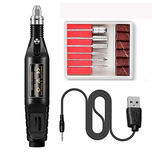Best Professional Finger Toe Nail Care Electric Nail Drill Machine Manicure Pedicure Kit Electric Nail Art File Drill With 1 Pack Of Sanding Bands (black)