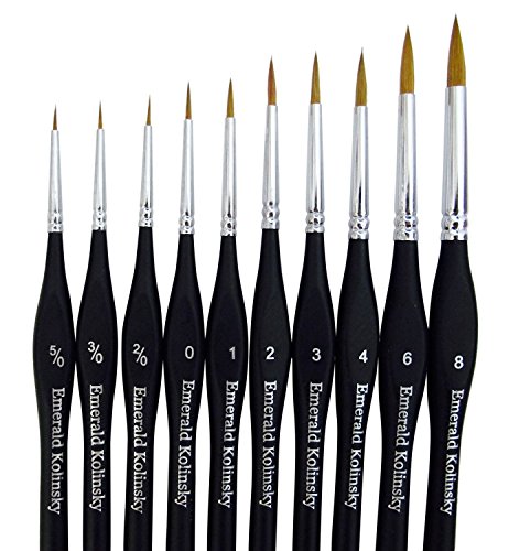 Best Professional Siberian Kolinsky Sable Detail Paint Brush, Value Set Of 10, Miniature Brushes Will Keep A Fine Point And Spring, For Watercolor, Oil, Acrylic, Nail Art & Models