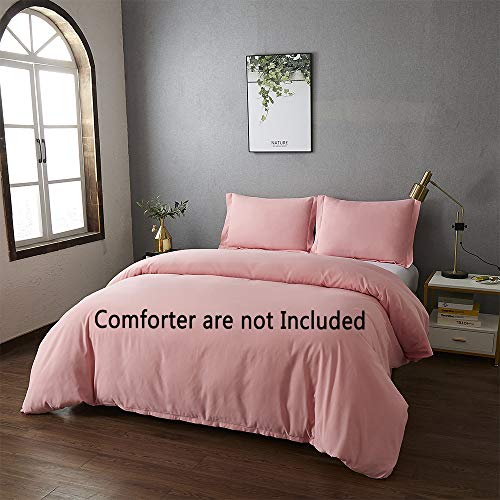 Best Season Full Size Bedding Duvet Cover Sets With 2 Pillow Shams,zipper Closure Super Soft Brushed Microfiber Comforter Cover (3 Piece Pink color)