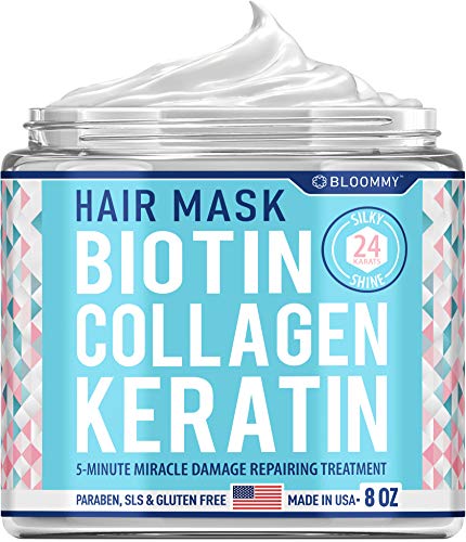 Biotin Collagen Keratin Treatment Keratin Treatment For Dry & Damaged Hair Collagen Hair Vitamin Complex Best Hair Repair For Women & Men Hair Nourishment With Panthenol 8 Oz