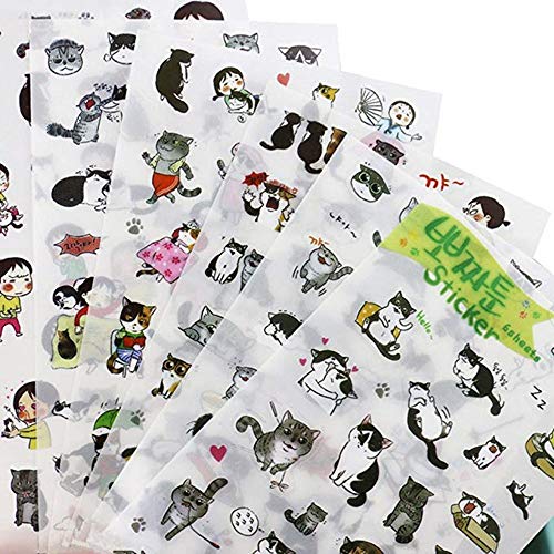 Cat Stickers Pack For Diy Albums Diary Laptop Decoration Cartoon Scrapbooking School Office Stationery, Super Cute Black And White Cat Stickers Best Gift For Your Kids