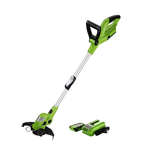 Chiluer Hand Hay Mower Field Mower Best Partner 10'' Light Weight Cordless String Trimmer Edger 18v Lithium Lon Auto Single Line Feed Green