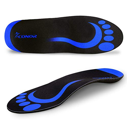 Conor Plantar Fasciitis Feet Arch Support Insoles For Men And Women Shoe Inserts Orthotic Inserts Flat Feet Running Athletic Best Shoe Insoles Orthotic Insoles For Relieve High Arch Foot Pain Black