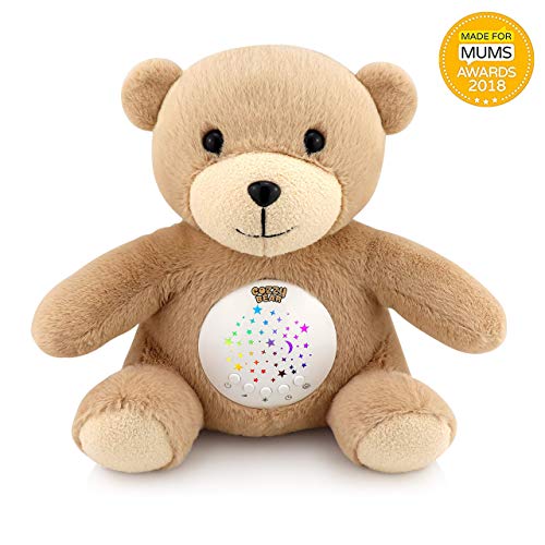Cozzy Bear Sleep Soother | Baby White Noise & Lullaby Sound Machine | Rotating Colors Star Projector | Cry Sensor | Usb Rechargeable Sleeping & Calming Aid | 2019 Best Registry For Baby Shower Gift