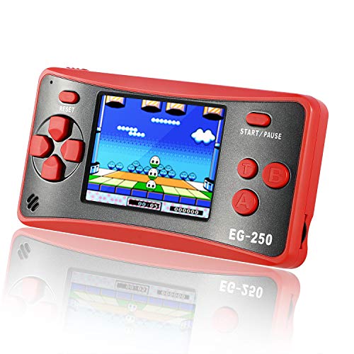 Easegmer Handheld Game Console For Kids Adults, Eg 250 Retro Portable Video Games Console, Built In 200 Games 12 Bit 2.5 Inch Lcd Arcade Gaming Family Games Player, Best Gift For Boys Girls Red