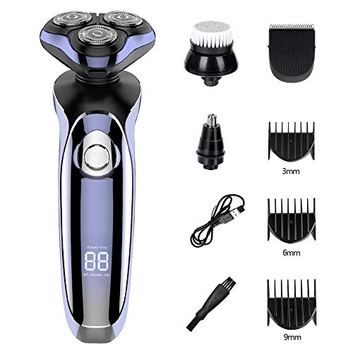Electric Razor For Men, Manli 5 In 1 Hair Clipper Rotary Shaver Beard Trimmer, Wet Dry Men Shaver Waterproof Usb Fast Charging, Cordless Beard, Nose, Hair Trimmer, Best Gift For Men Dad