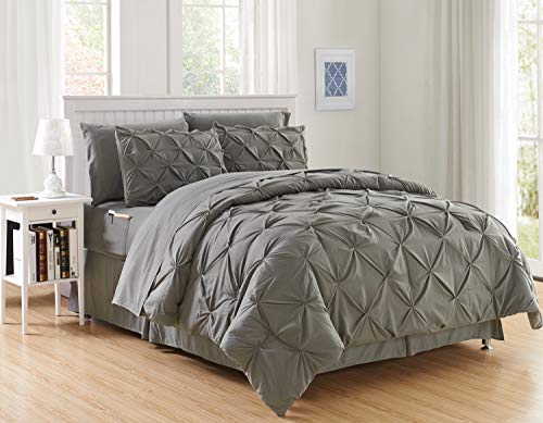 Elegant Comfort Luxury Best, Softest, Coziest 8 Piece Bed In A Bag Comforter Set On Amazon Silky Soft Complete Set Includes Bed Sheet Set With Double Sided Storage Pockets, Full/queen, Gray