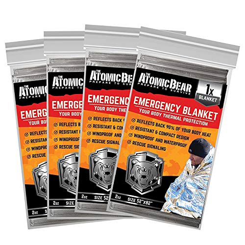 Emergency Blanket Or Space Blankets Ideal As A Survival Thermal Protection Very Light Double Sided Sheet Of Mylar Foil Best For Bug Out Bag (bob), Edc, First Aid Kit, Hiking, Camping, Hunting, F
