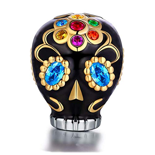 Forever Queen Skull Charms Fit Pandora Charms Bracelets, 925 Sterling Silver Sunflower Dia De Los Muertos Bead Multicolor Cz Charm For European Bracelets& Necklace, Best For Women Girls Fq0036