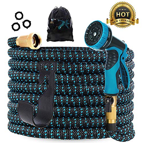 Gardguard 50ft Expandable Garden Hose: Water Hose With 9 Function Nozzle And Durable 3 Layers Latex, Flexible Water Hose With Solid Brass Fittings, Best Choice For Watering And Washing