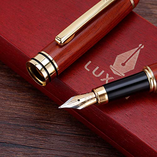 Handcrafted Refillable Rosewood Pen Set With Fine Medium Nib Ink Refill Converter You Get Best Signature Calligraphy Antique Executive Business Gift Pens 100% Quality Guarantee
