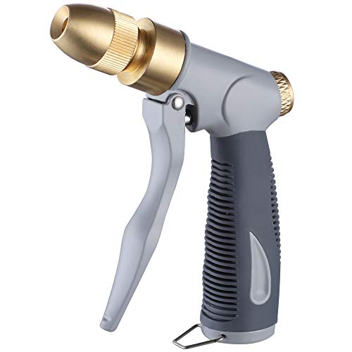 Homy Garden Hose Nozzle, Heavy Duty Metal In Zinc Alloy Body With Full Brass Nozzle & Abs Plastic With Rubber Coating, High Pressure Metal Water Spray Gun,best For Watering,washing(gray Color)