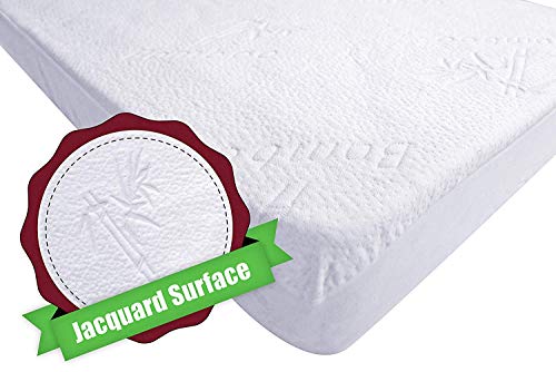 Iluvbamboo Crib Mattress Pad Protector Waterproof Cover – Silky Soft Bamboo Jacquard Fitted Topper Noiseless, Breathable & Smooth – Best Baby Gifts For Potty Training Toddlers & Infants