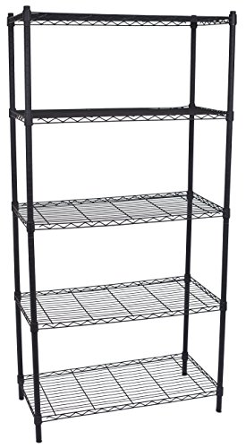 Internet's Best 5 Tier Wire Shelving Flat Black Heavy Duty Shelf Wide Adjustable Rack Unit Kitchen Storage