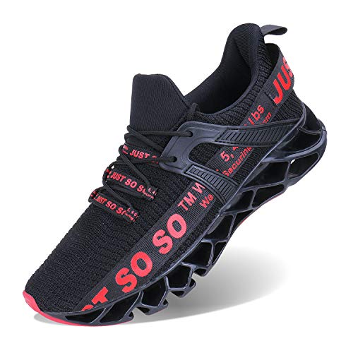 Jsleap Mens Athletic Shoes Casual Cool Best Slip On Lightweight Comfort Fashion Walking Running Training Workout Sneakers For Men Black/red, 13