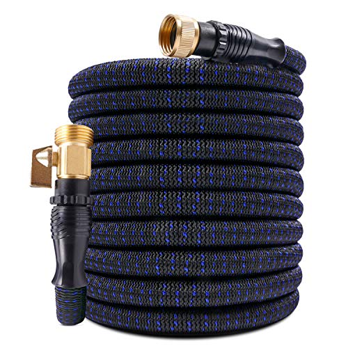Kareeme 100ft Expandable Garden Hose Flexible Garden Hose Lightweight Extra Strength Fabric And 3 Layer Latex Core, 3/4" Solid Brass Fittings, No Kink, Best Choice For Watering And Washing