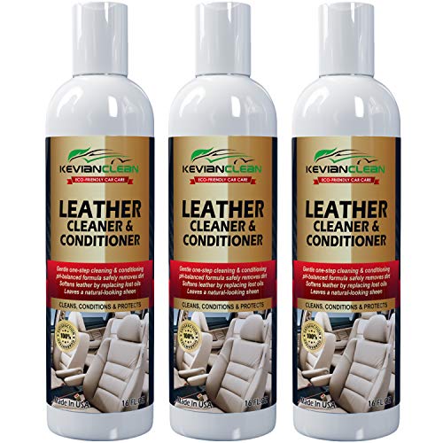 Kevianclean Leather Cleaner And Conditioner 16 Oz. (3 Pack) Best For Real, Genuine, Vegan, Pu & Faux Car Leather Ideal Treatment For Furniture, Sofa, Couch, Jacket, Handbag, Motorcycle & More