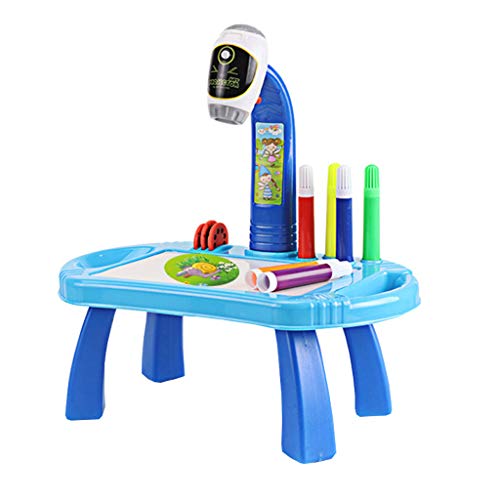 Kids Projector For Tracing And Drawing 2 In 1 High Tech Learning Set Art Electronic Projector Educational Learning Toy Best Educational Gifts For Boys And Girls (♥ Blue)