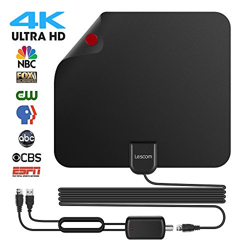 Lesoom 2018 Newest Best 80 Miles Long Range Tv Antenna Freeview Local Channels Indoor Basic Hdtv Digital Antenna For 4k Vhf Uhf With Detachable Ampliflier Signal Booster Strongest Reception