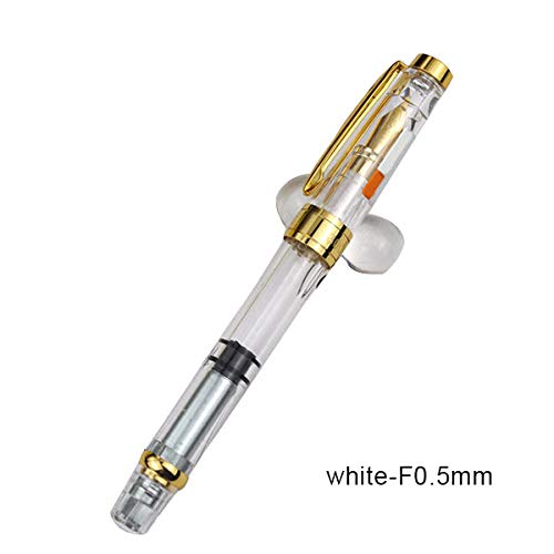 Liveday Transparent Piston Fountain Pen Clear Demonstrator Ink Smooth Elegant Writing Golden Iridium Fine Nib Best Fountain Pens Gift For Children
