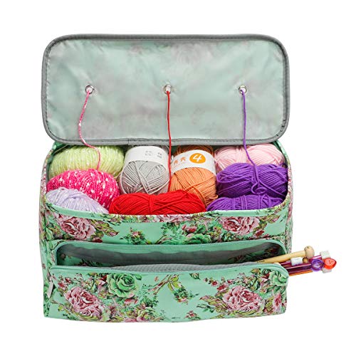 Looen Knitting Bag Large Size,yarn Storage Organizer Tote Bag Holder Case Cuboid With Zipper Closure And Pocket For Knitting Needles Crochet Hooks Project Accessories,easy To Carry,best Gift