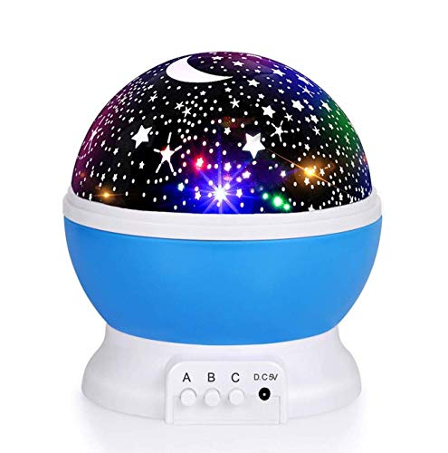 Luckkid Baby Night Light Moon Star Projector 360 Degree Rotation 4 Led Bulbs 9 Light Color Changing With Usb Cable, Unique Gifts For Men Women Kids Best Baby Gifts¡­