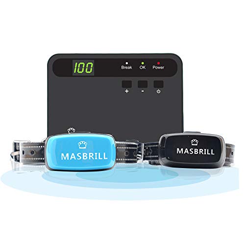 Masbrill Electric Dog Fence, Underground Fence Containment Systerm, Suitable For Small, Medium, Big Dogs, Best Pet Safety Solution, Equip 2 Rechargeable Waterproof Collars.