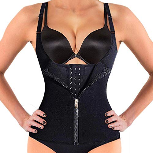 Maysuwell Waist Trainer For Women Hourglass Waist Cincher Best Adjustable Shoulder Strap With Zipper For Weight Loss (xxxl) Black