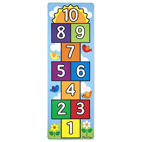 Melissa & Doug Hop & Count Hopscotch Rug (play Space & Room Decor, Sturdy Woven Floor Rug, Durable Materials, Skid Proof Backing, Great Gift For Girls And Boys Best For 3, 4, 5, 6, And 7 Year Olds)