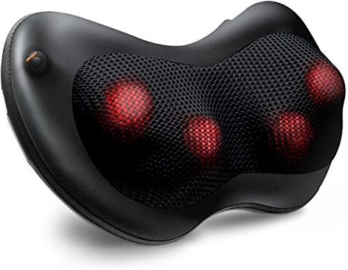 Naipo Shiatsu Neck Back Massager Massage Pillow With Heat, Deep Tissue Kneading Massager For Shoulder, Lower Back, Leg, Foot, Muscle Pain Relief, Best Relaxation Gifts In Home Office And Car